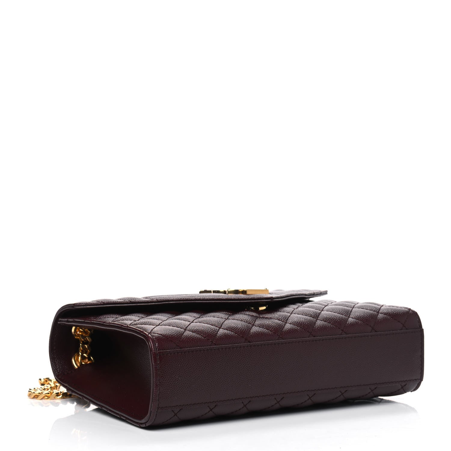 Saint Laurent Grain De Poudre Textured Mixed Matelasse Medium Triquilt Monogram Satchel Rouge Legion 3 of 4