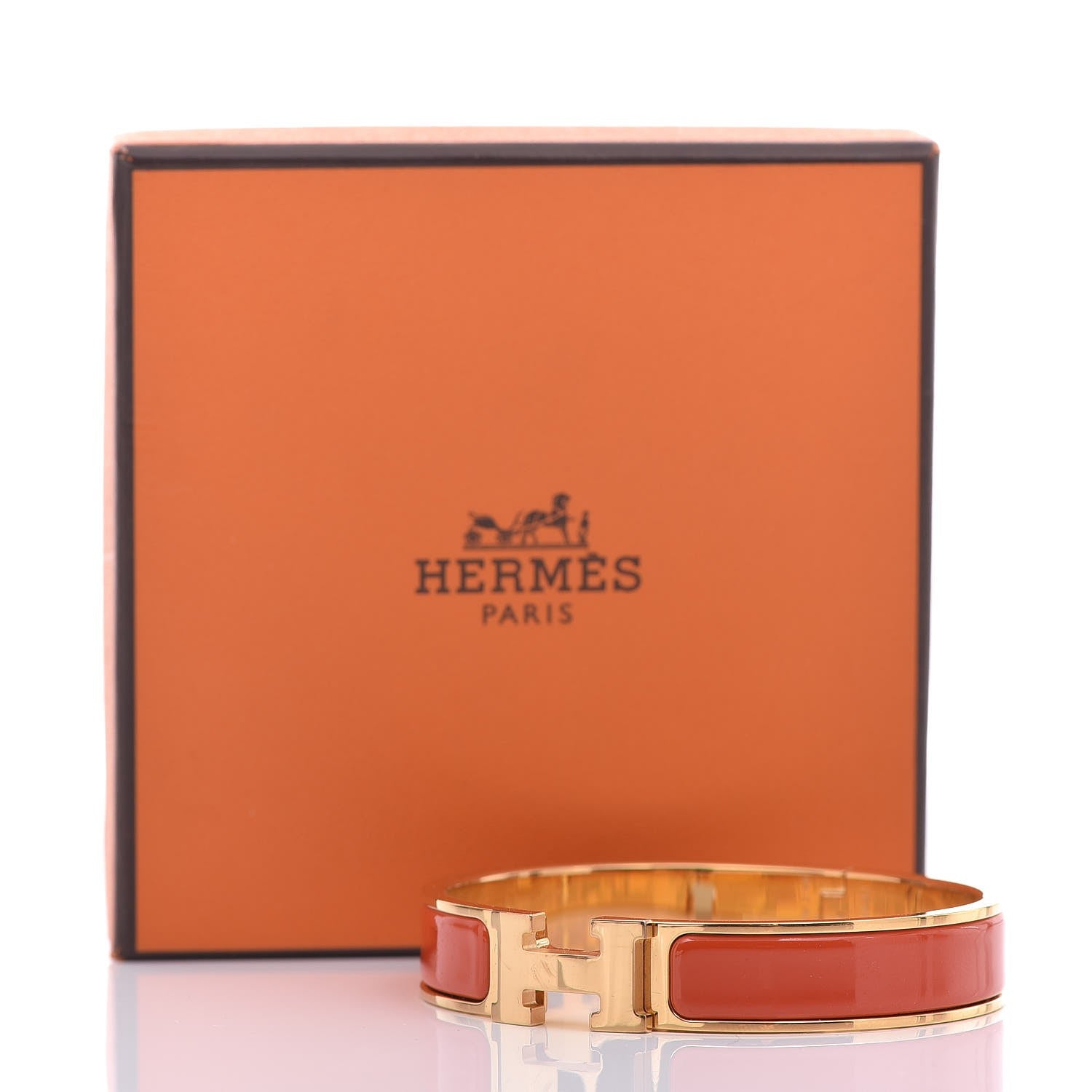 Hermes Enamel Narrow Clic Clac H Bracelet GM Orange 6 of 6