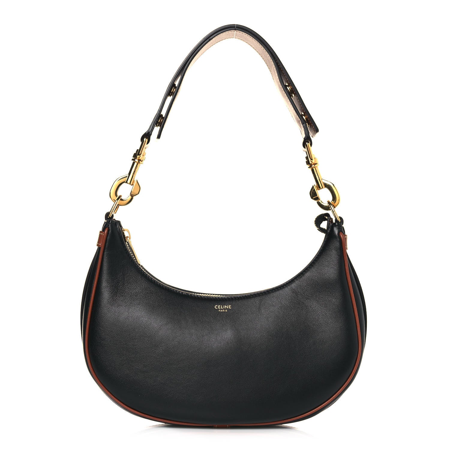 Celine Smooth Calfskin Medium Strap Ava Shoulder Bag Black Tan 1 of 11