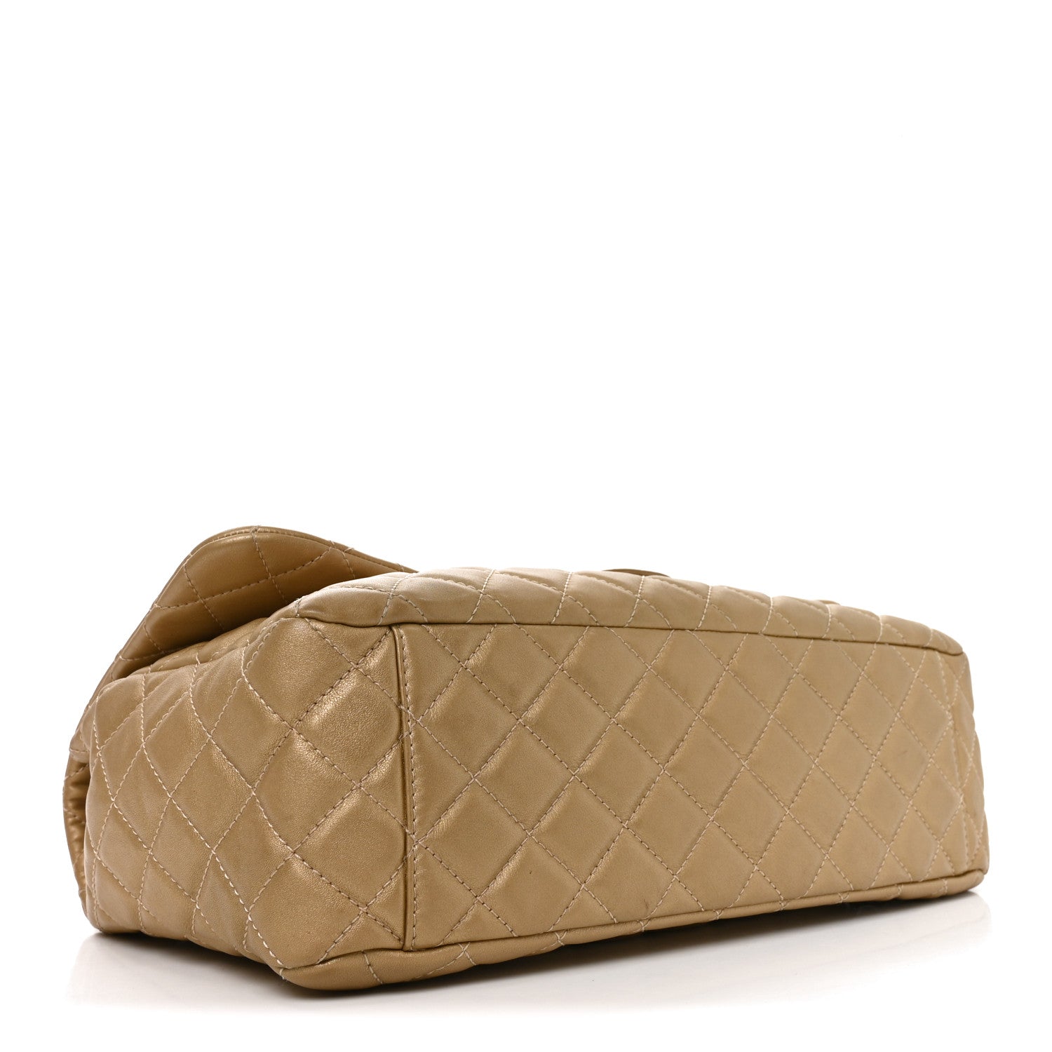 Chanel Metallic Calfskin Quilted Small XXL Travel Flap Bag Gold 4 of 10