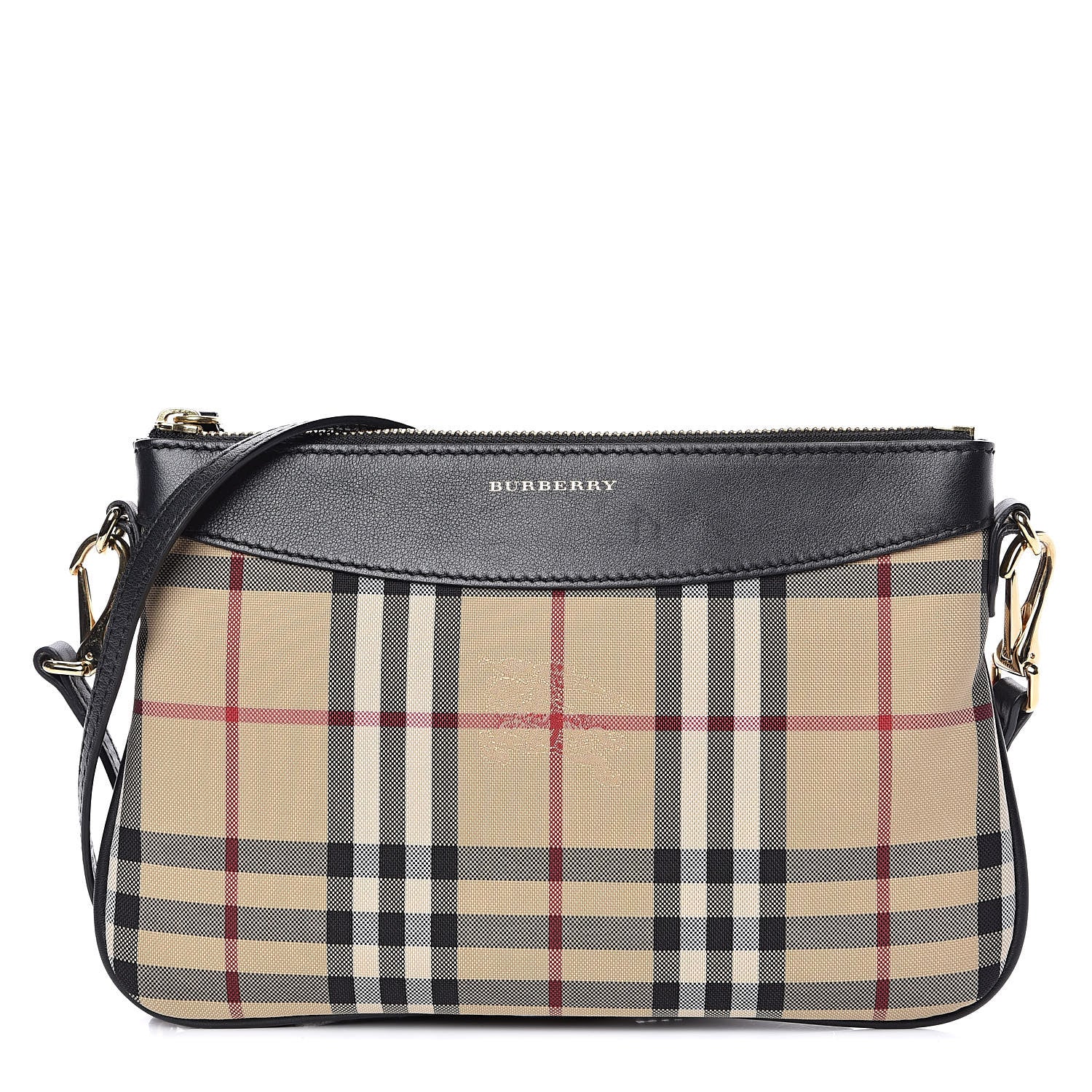 Burberry Horseferry Check Peyton Crossbody Clutch Bag Black 1 of 12