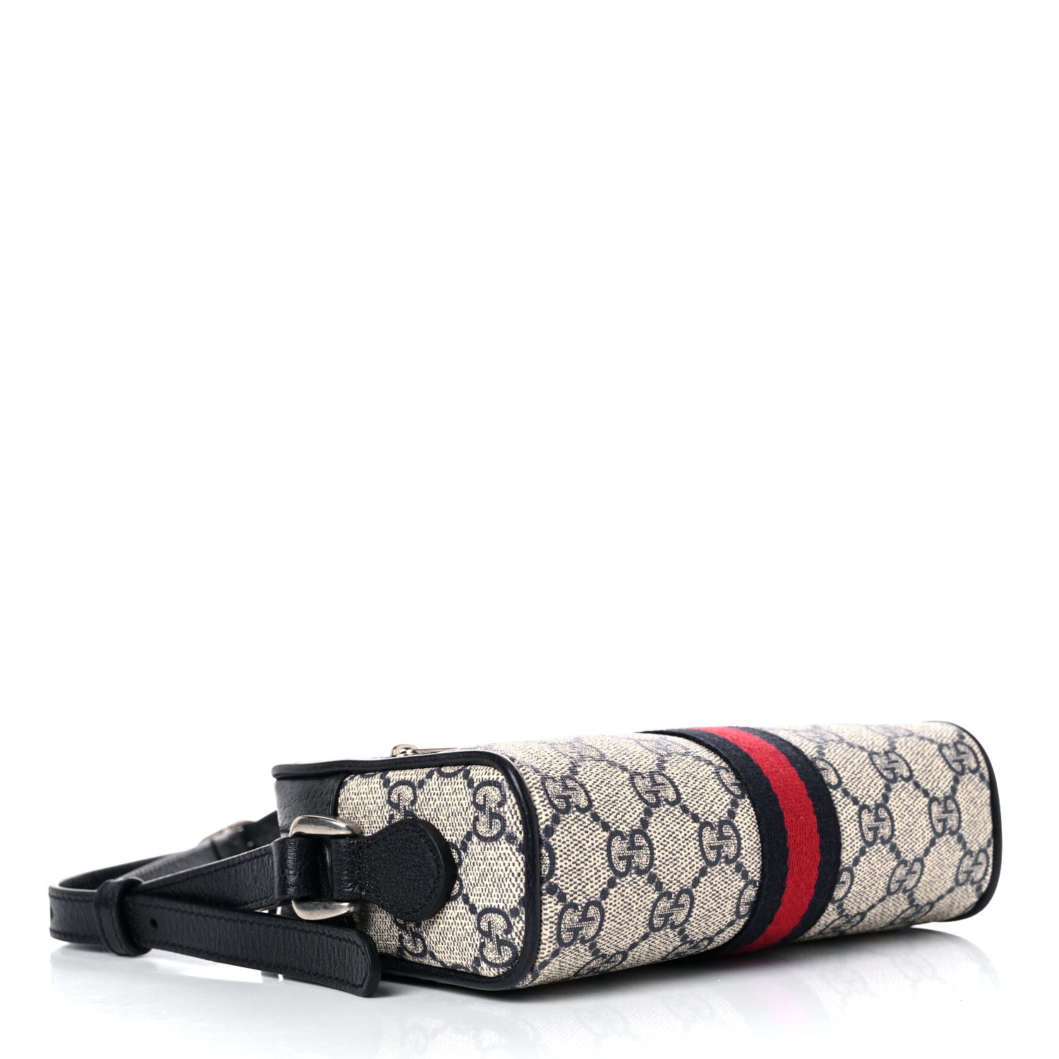Gucci GG Supreme Monogram Textured Dollar Calfskin Web Mini Ophidia Shoulder Bag Beige Blue 4 of 9