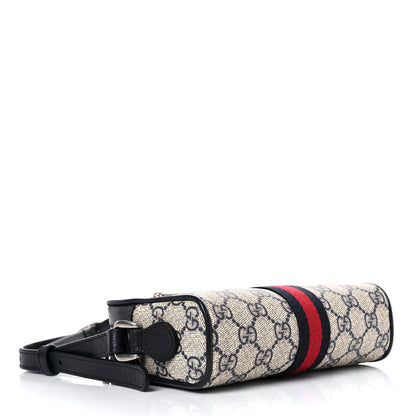 Gucci GG Supreme Monogram Textured Dollar Calfskin Web Mini Ophidia Shoulder Bag Beige Blue 4 of 9