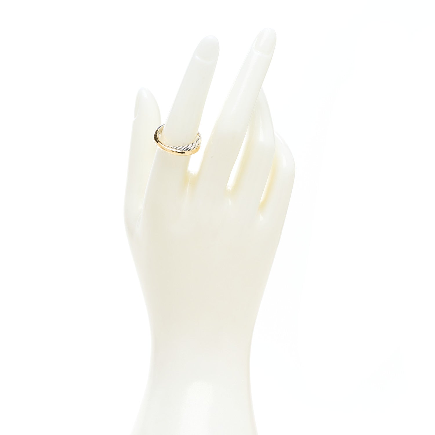 David Yurman Sterling Silver 18K Yellow Gold Narrow Crossover Ring 54 7 2 of 4