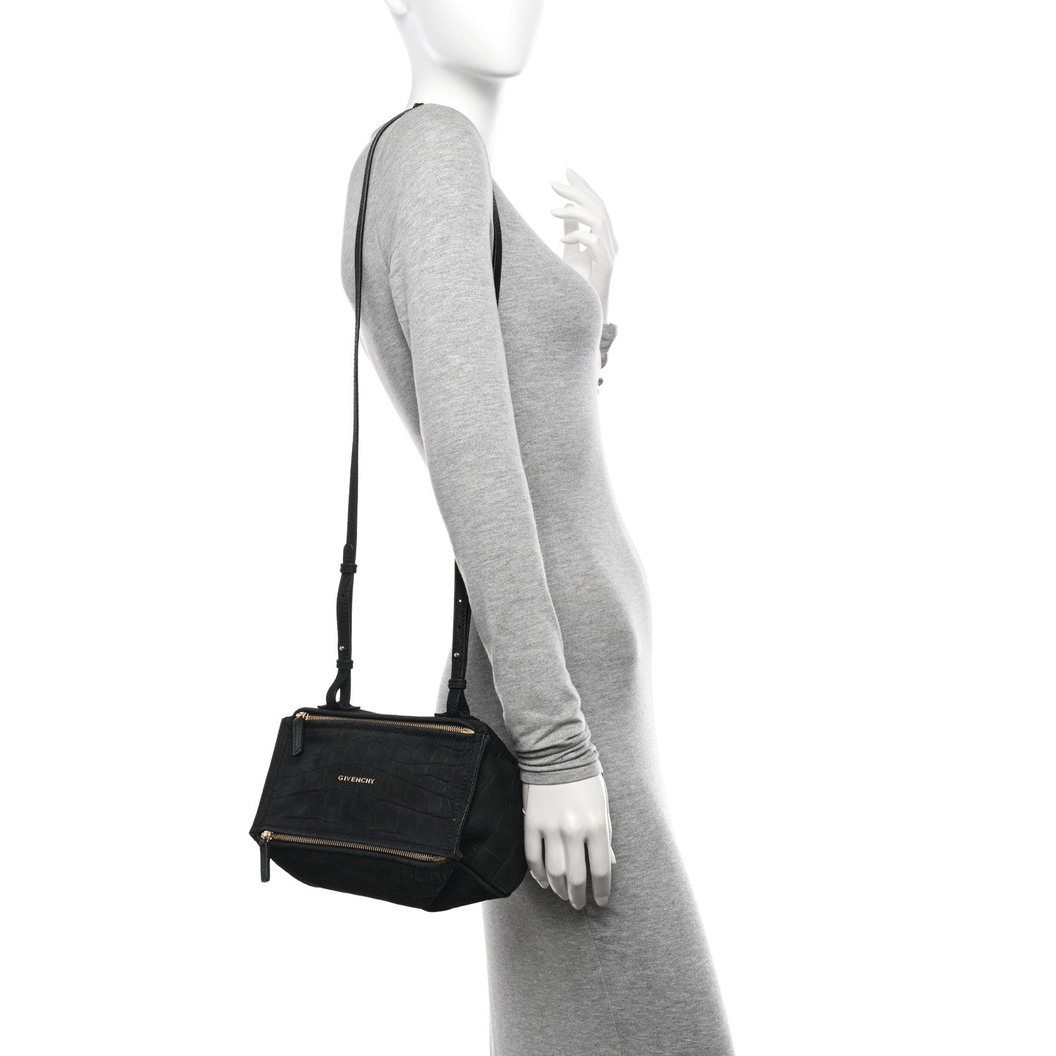 Givenchy Calfskin Crocodile Embossed Mini Pandora Black 2 of 10
