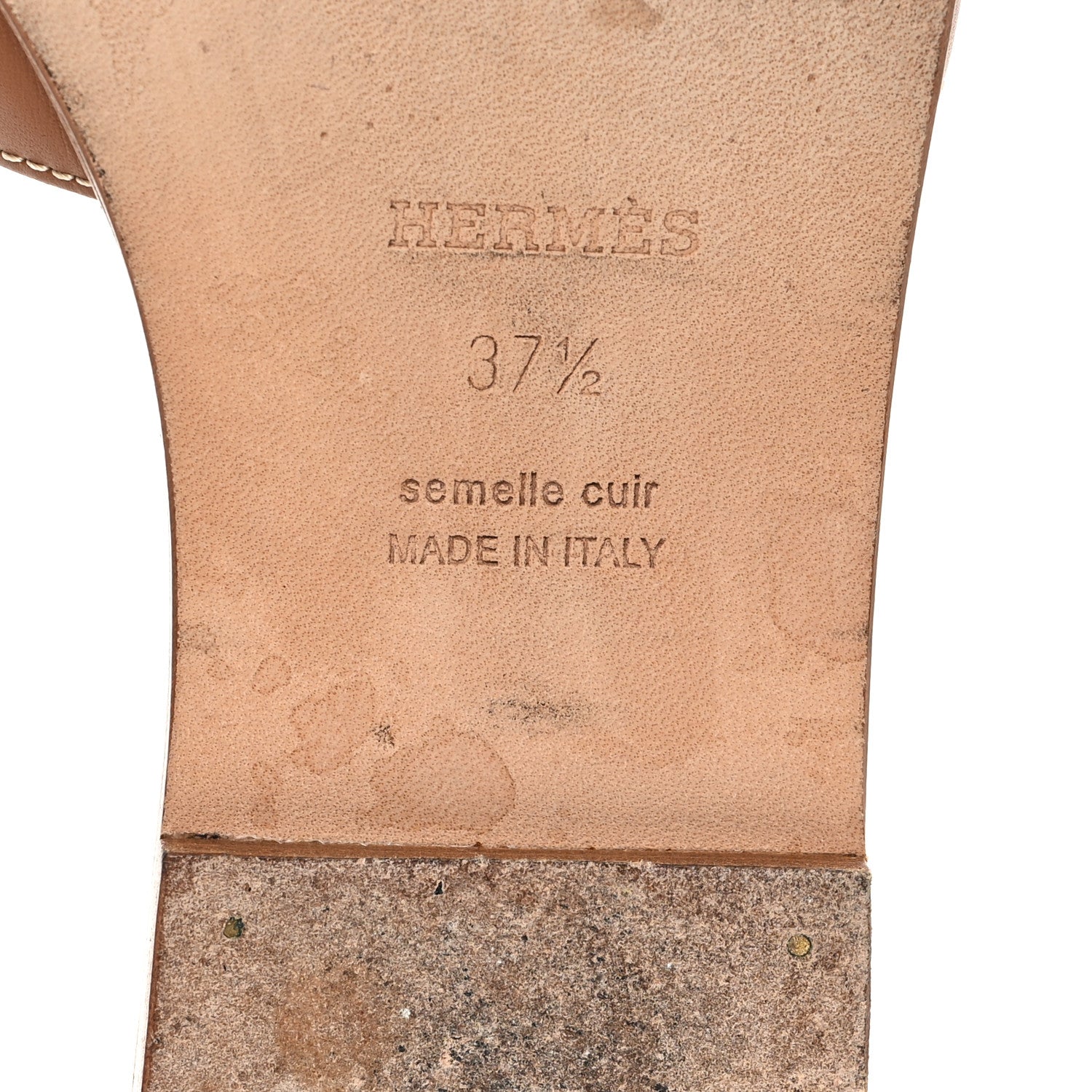 Hermes Box Calfskin Oran Sandals 37.5 Gold 7 of 10