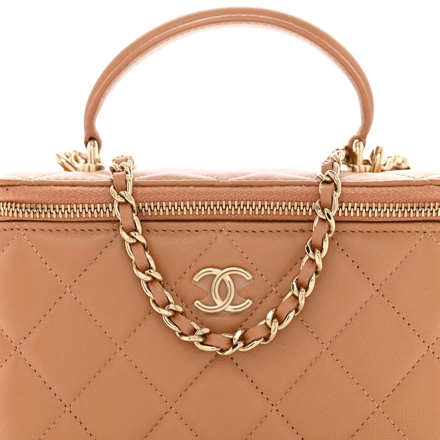 Chanel Lambskin Quilted Small Top Handle Vanity Case With Chain Beige 8 of 11