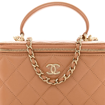 Chanel Lambskin Quilted Small Top Handle Vanity Case With Chain Beige 8 of 11