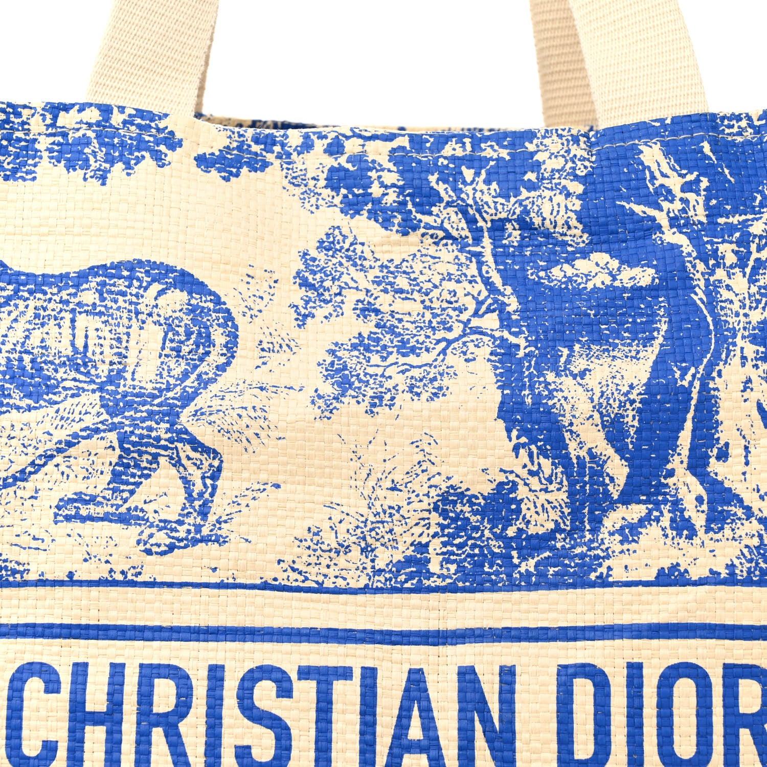 Christian Dior Straw Dioriviera Tote Blue 6 of 11
