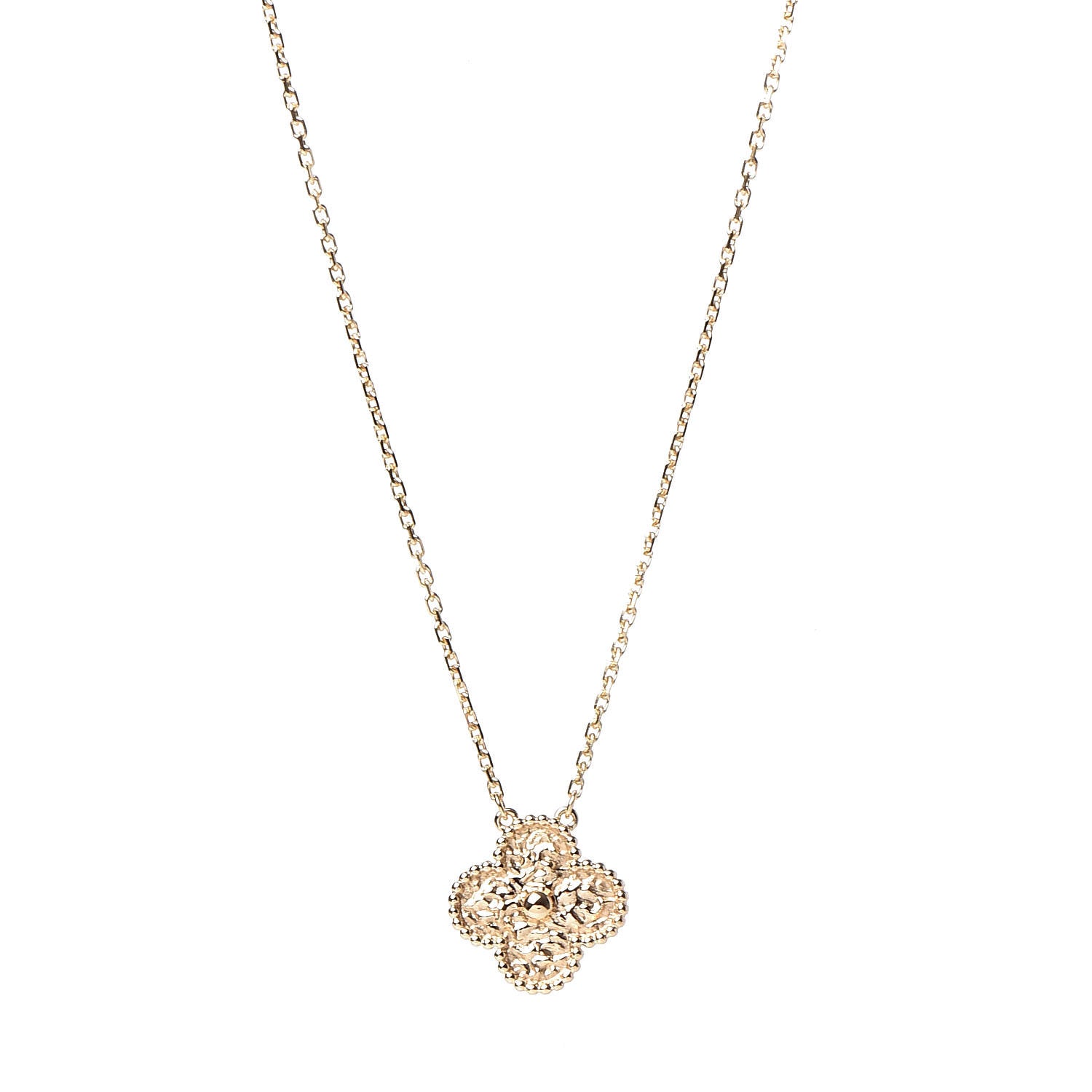 Van Cleef & Arpels 18K Yellow Gold Vintage Alhambra Pendant Necklace 7 of 8
