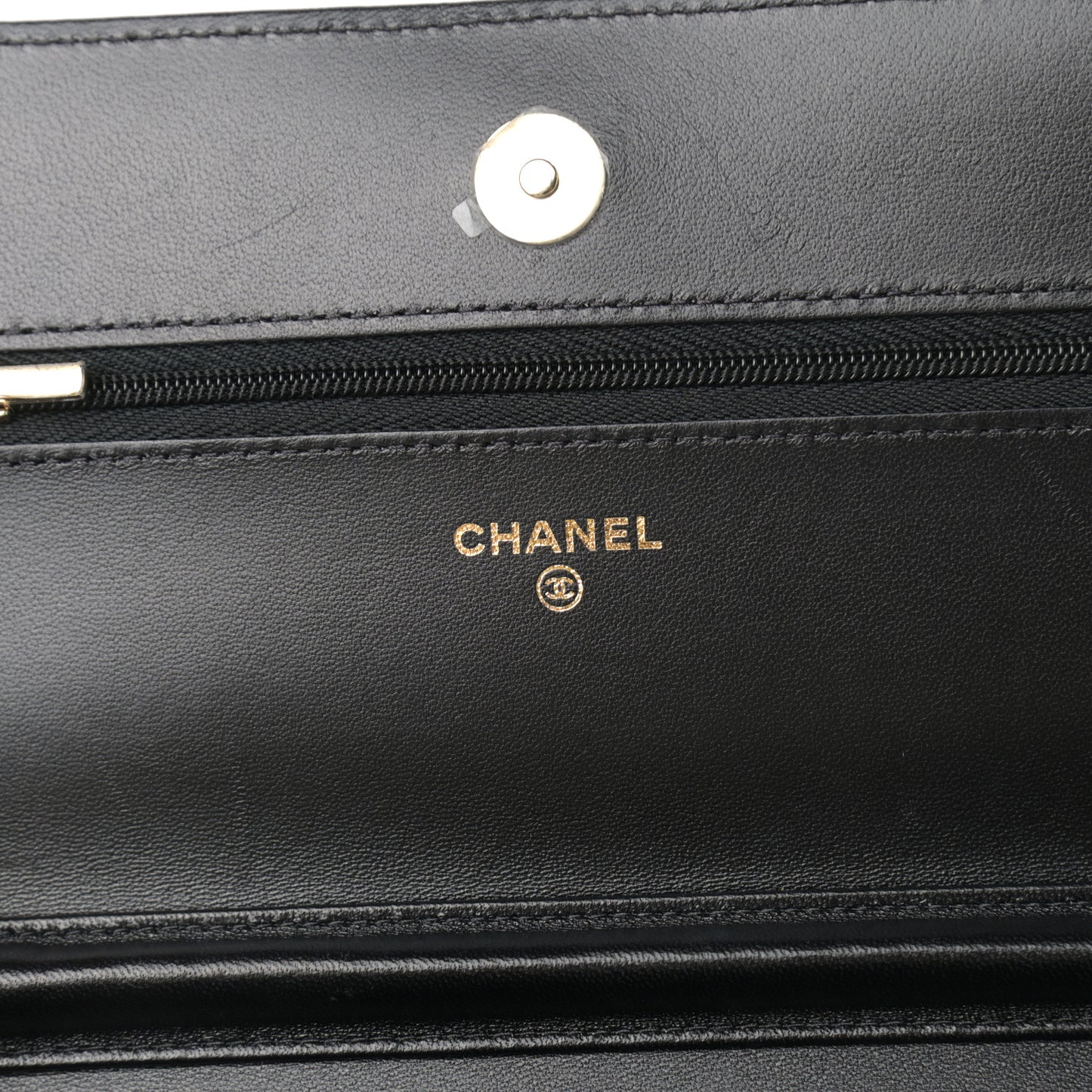 Lambskin Quilted Coco Bow Wallet On Chain WOC Black