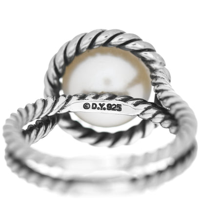 David Yurman Sterling Silver Pearl Cable Ring 52 6 5 of 5