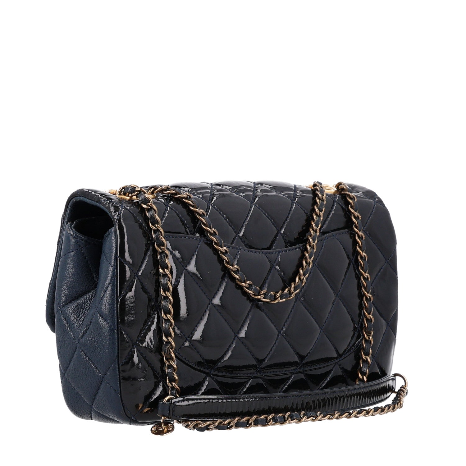 Chanel Patent Goatskin Quilted Medium CC Eyelet Flap Blue 3 of 10