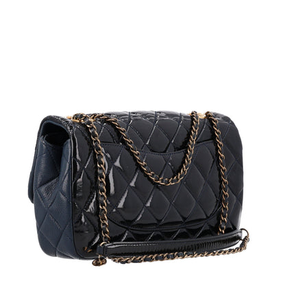 Chanel Patent Goatskin Quilted Medium CC Eyelet Flap Blue 3 of 10