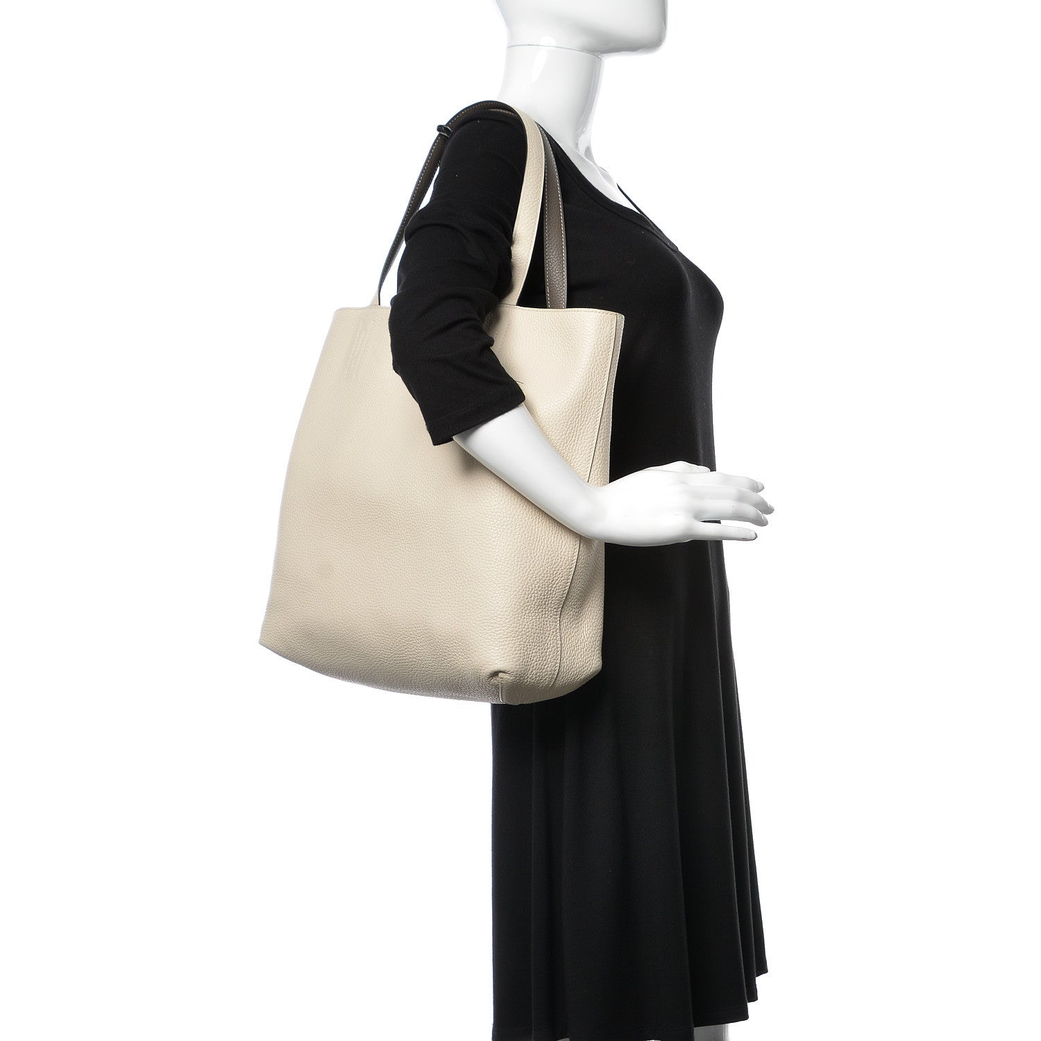 Hermes Taurillon Clemence Double Sens 36 Reversible Tote Etain Beton 2 of 17
