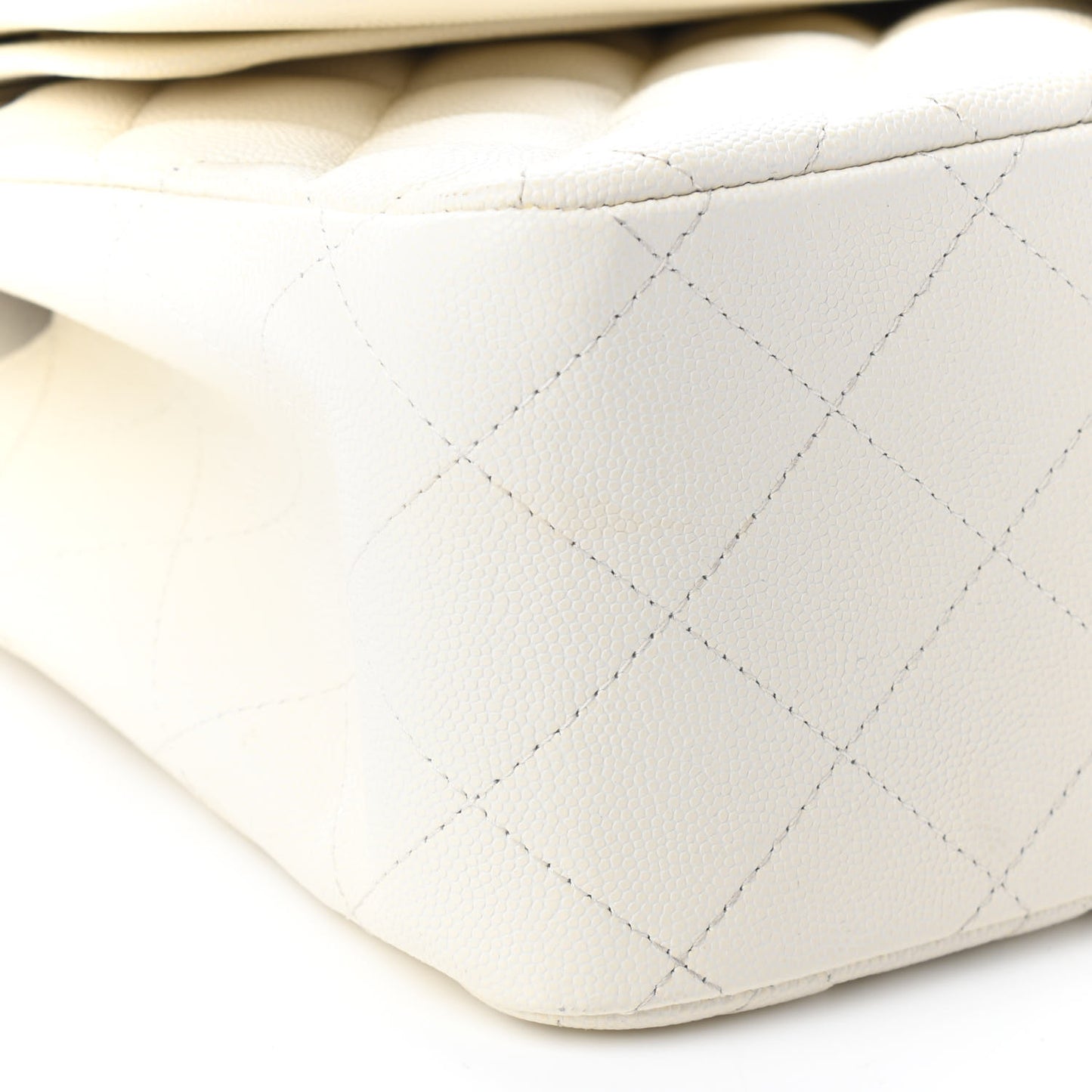 Caviar Quilted Jumbo Double Flap White