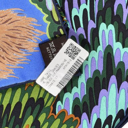Hermes Silk The Three Graces Scarf 90 Bleu Vif Marron Vert 5 of 5