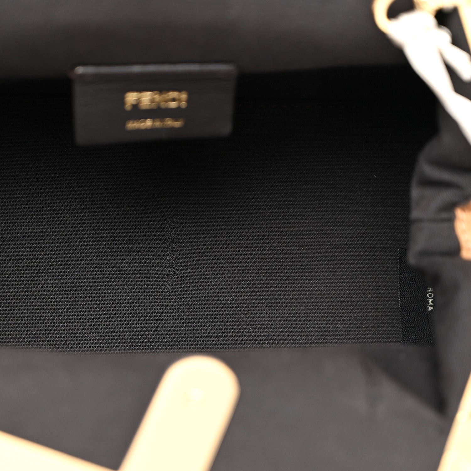 Fendi Raffia Chenille Shiny Nappa FF 1974 Small Fendi First Natural White Miele Scuro 5 of 12