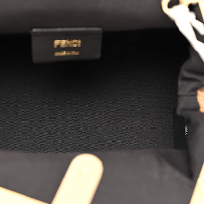 Fendi Raffia Chenille Shiny Nappa FF 1974 Small Fendi First Natural White Miele Scuro 5 of 12