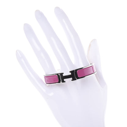 Hermes Enamel Narrow Clic Clac H Bracelet PM Rose Azalee 2 of 5