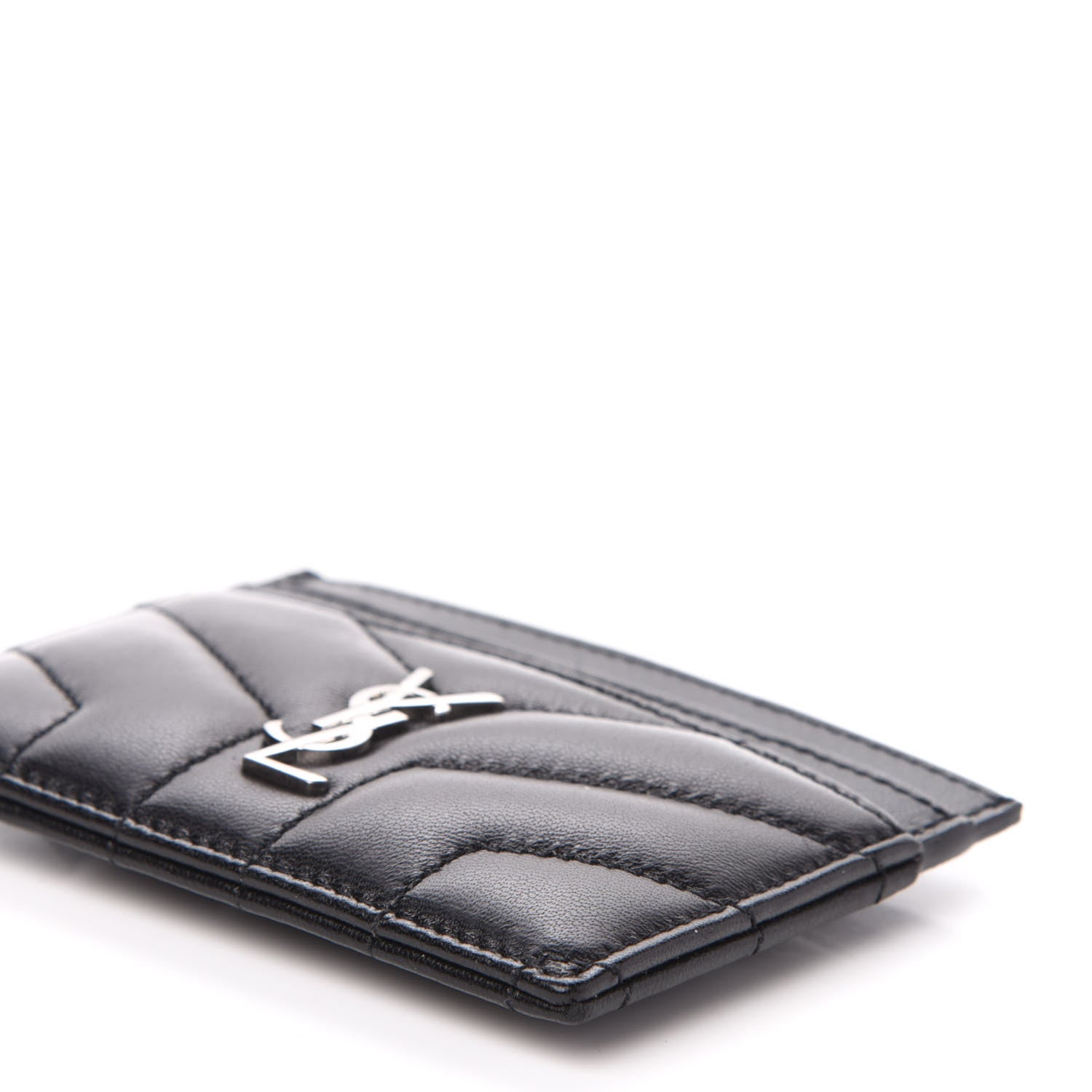 Saint Laurent Calfskin Y Quilted Monogram LouLou Credit Card Case Black 9 of 9