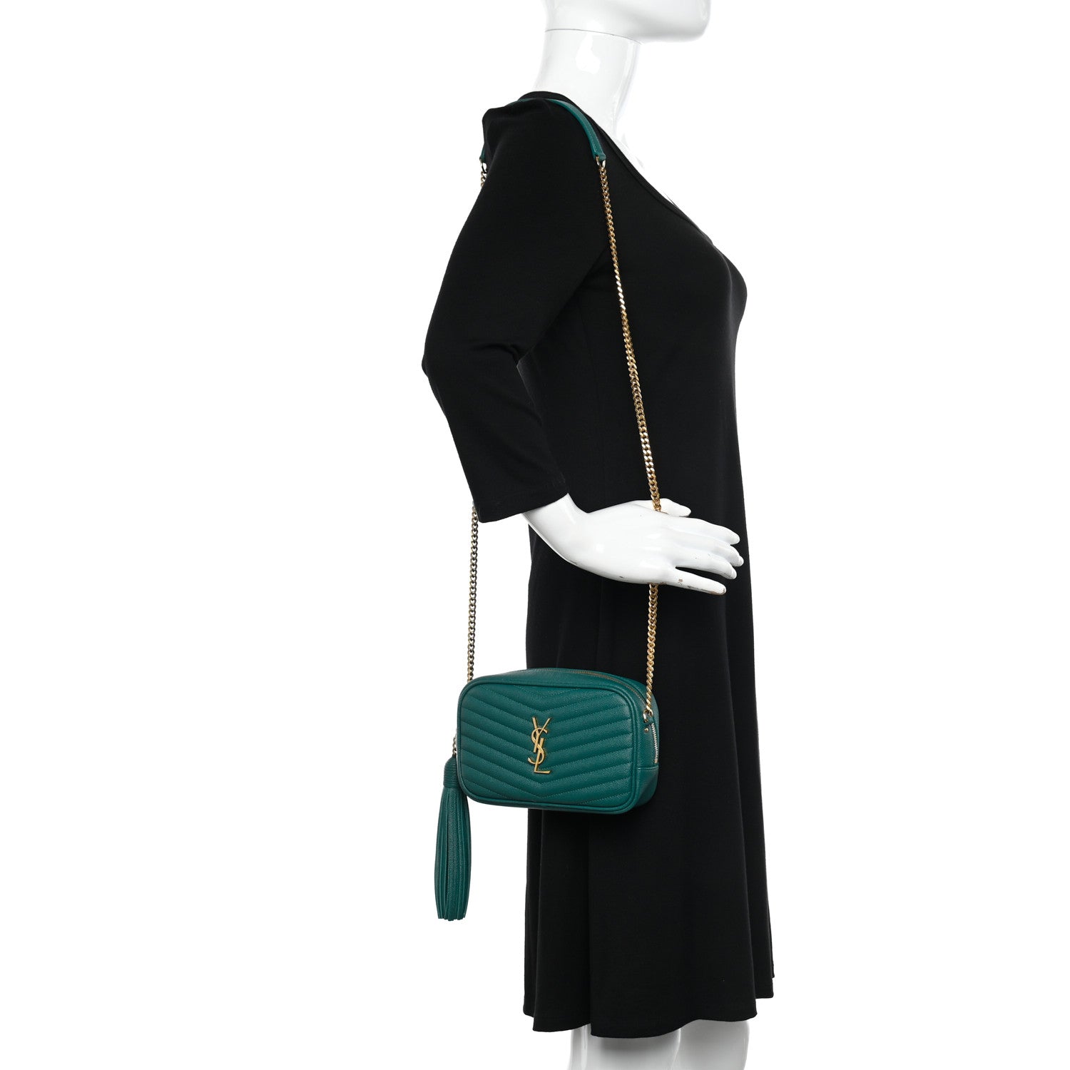 Saint Laurent Grain De Poudre Matelasse Monogram Mini Lou Camera Bag Brilliant Grass 2 of 14