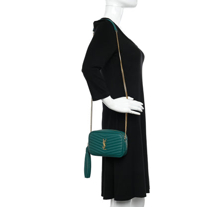 Saint Laurent Grain De Poudre Matelasse Monogram Mini Lou Camera Bag Brilliant Grass 2 of 14