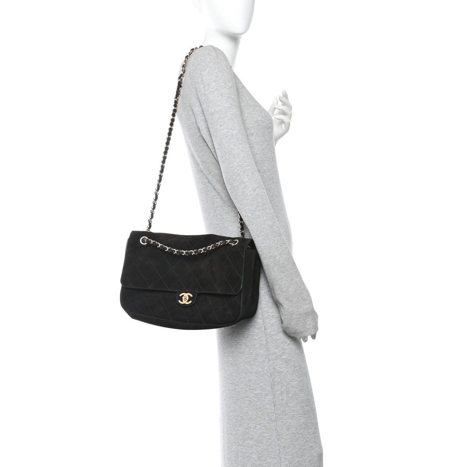 Chanel Suede Calfskin Small Souplissimo Maxi Flap Black 2 of 12