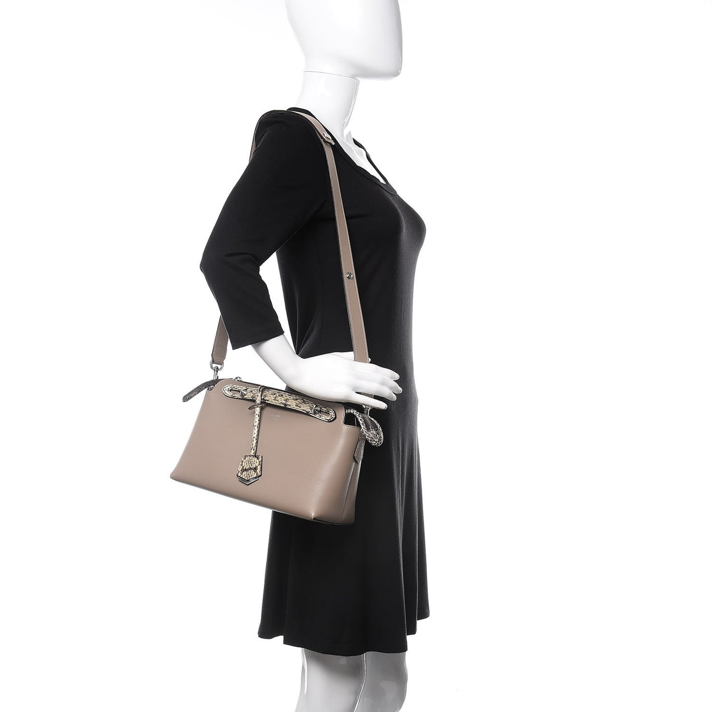 Vitello Dolce Elaphe Medium By The Way Boston Bag Tortora Multicolor
