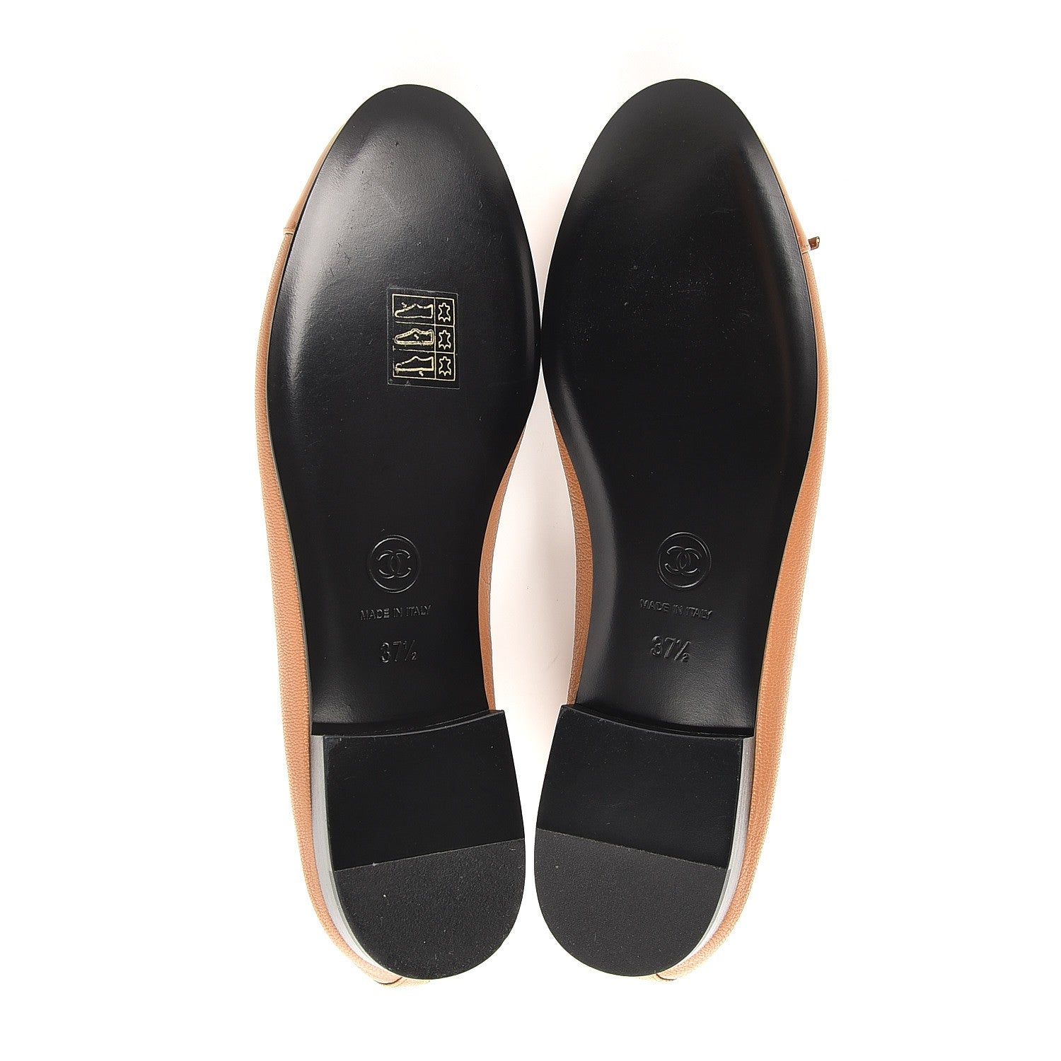 Chanel Patent Goatskin Cap Toe Ballerina Flats 37.5 Camel 5 of 9