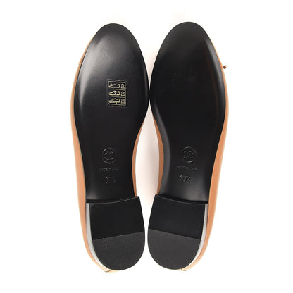 Chanel Patent Goatskin Cap Toe Ballerina Flats 37.5 Camel 5 of 9