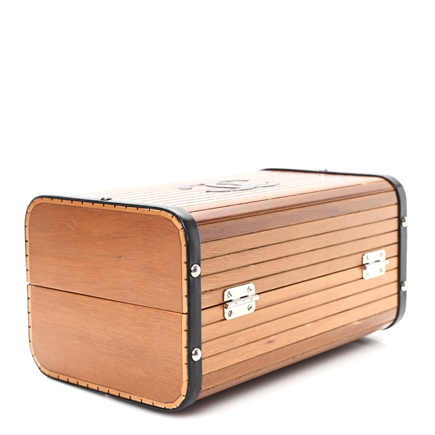 Chanel Wood Lambskin CC Vanity Case Brown Black 4 of 8