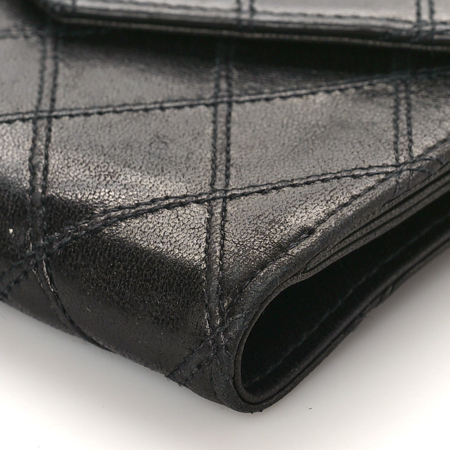 Chanel Calfskin Diamond Stitched Compact Wallet Black 9 of 12