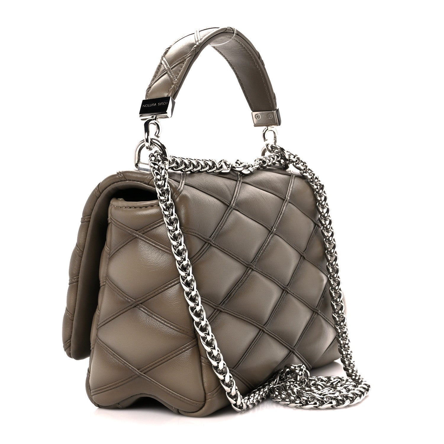 Louis Vuitton Lambskin Malletage Top Handle GO-14 MM Taupe 4 of 14