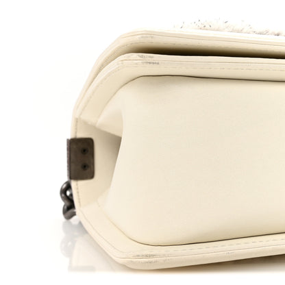 Chanel Fur Calfskin Medium Boy Flap White Silver 9 of 10