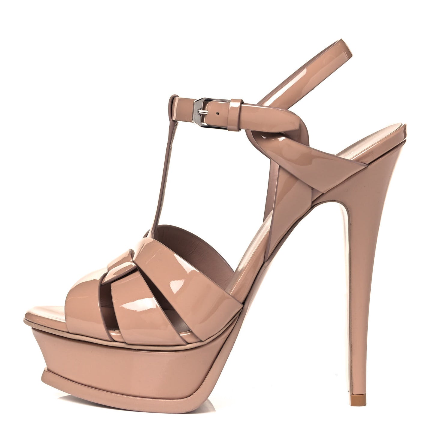 Patent Calfskin Tribute 105 Platform Sandals 37 Nude Powder