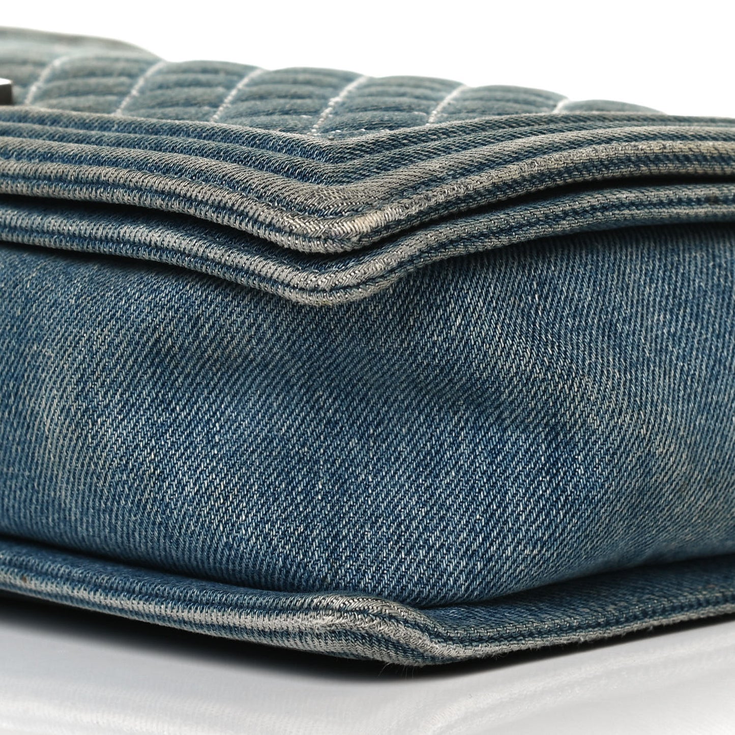 Denim Quilted Large Boy Flap Blue