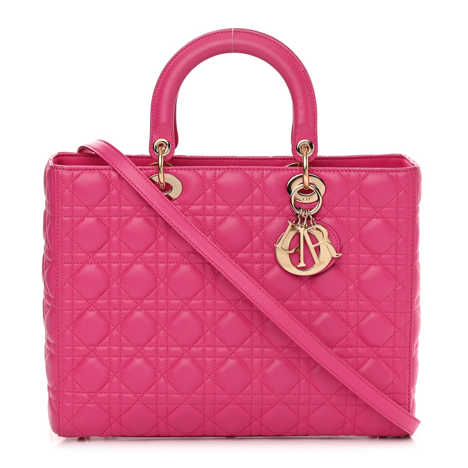 Christian Dior Lambskin Cannage Large Lady Dior Fuchsia 1 of 16