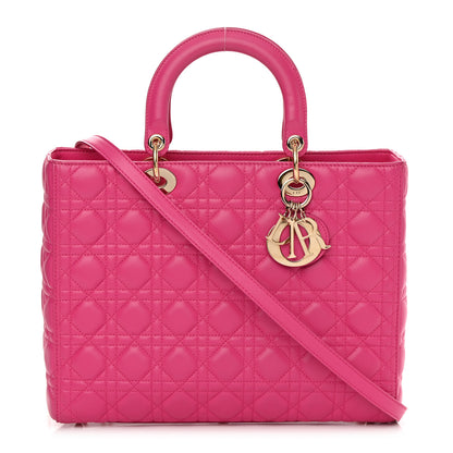 Christian Dior Lambskin Cannage Large Lady Dior Fuchsia 1 of 16