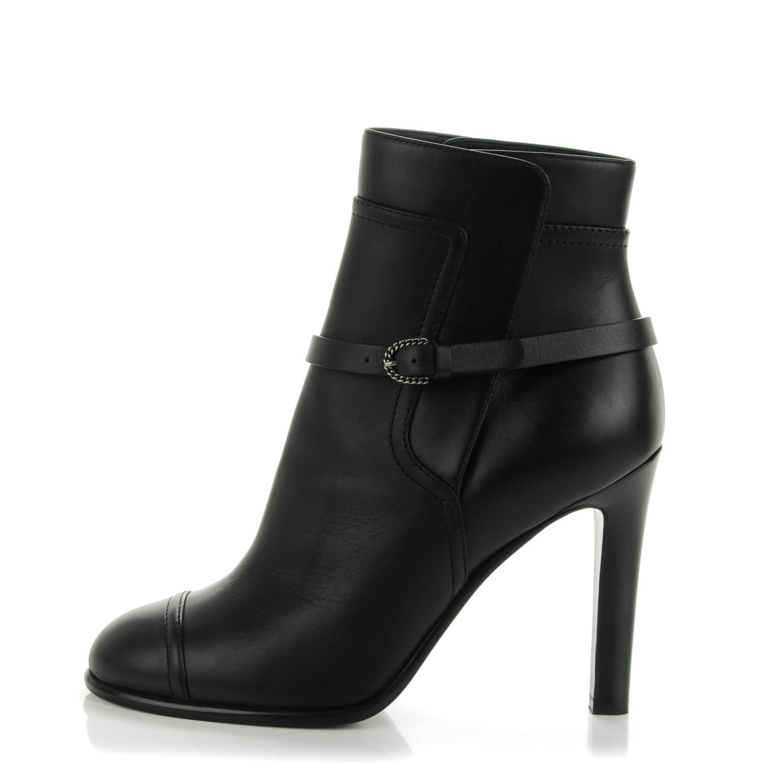 Chanel Calfskin Buckle Short Boots 36 Black 1 of 7