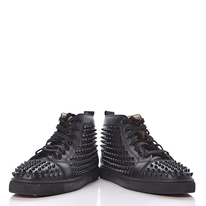 Christian Louboutin Calfskin Mens Louis Spikes Flat Sneakers 45 Black 6 of 11