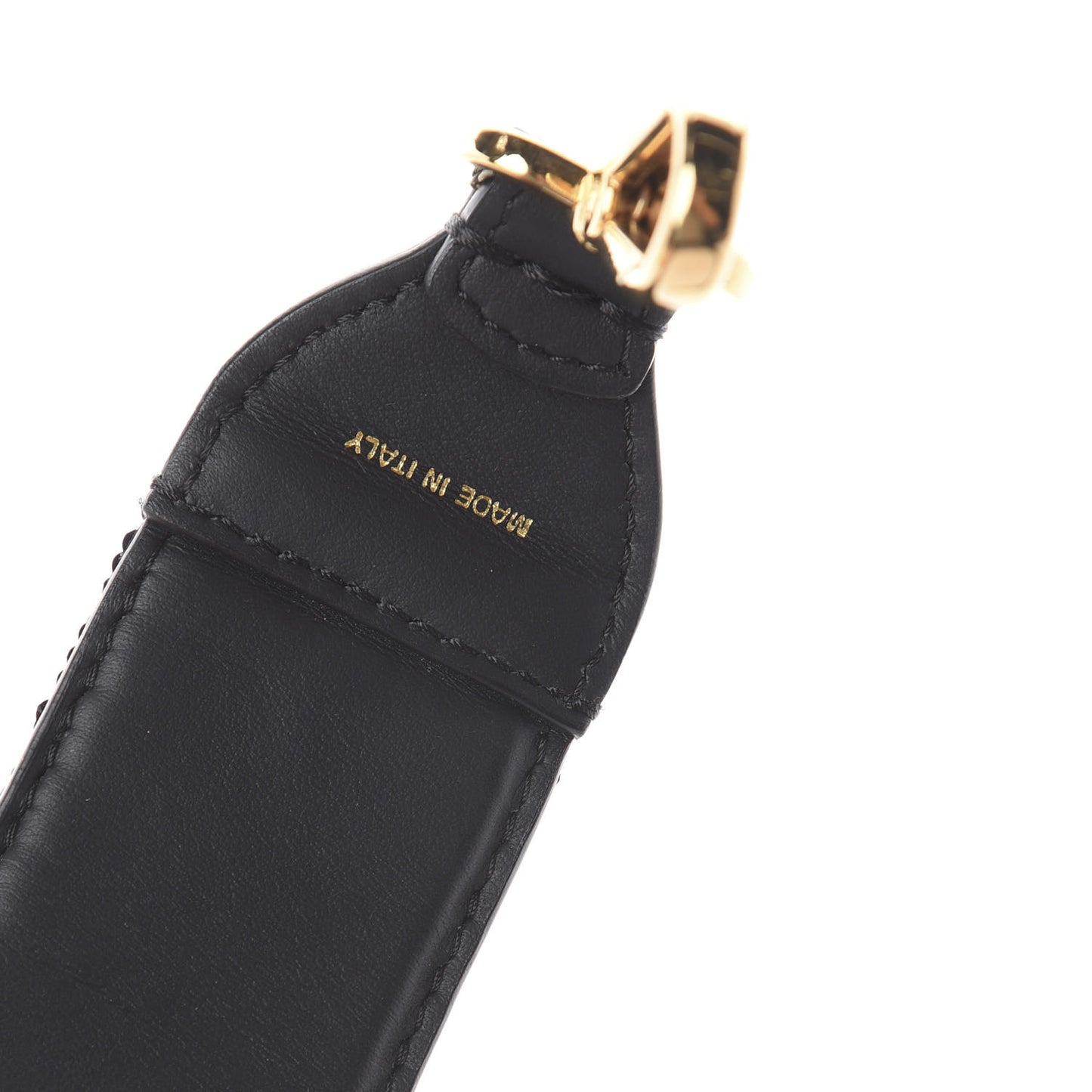 Calfskin Sequin FF Strap You Black Gold