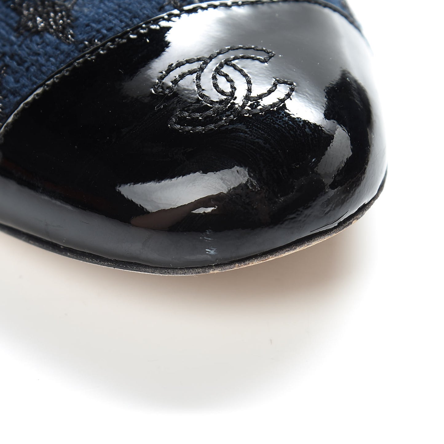 Tweed Cap Toe CC Short Boots 36.5 Navy Black