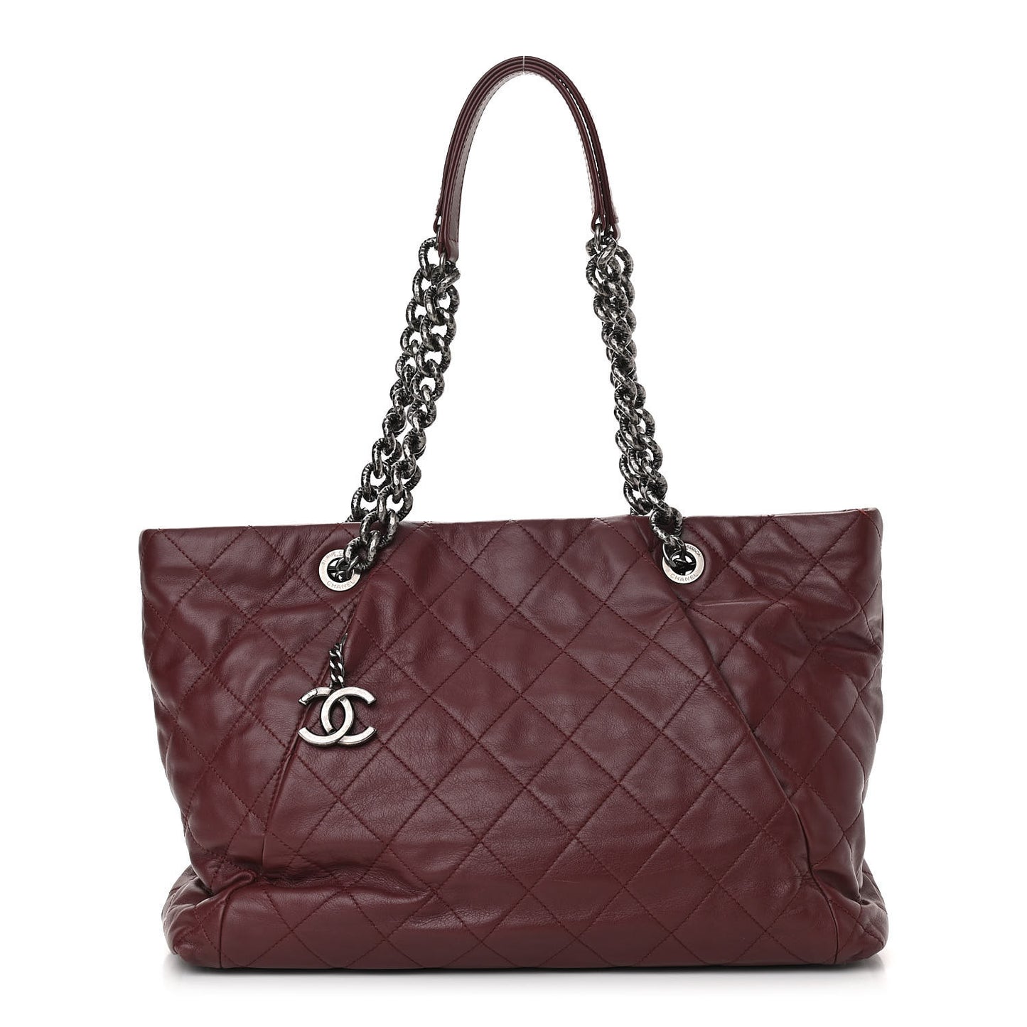Calfskin Large Coco Pleats Tote Burgundy