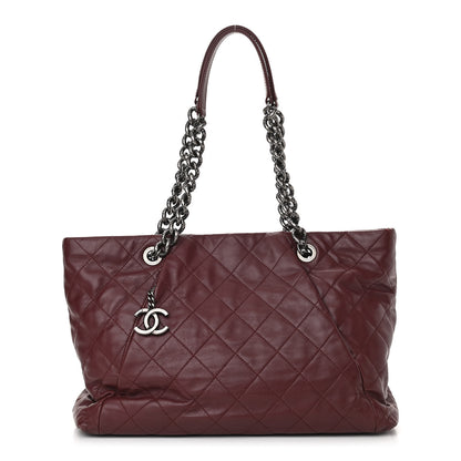 Chanel Calfskin Large Coco Pleats Tote Burgundy 1 of 12