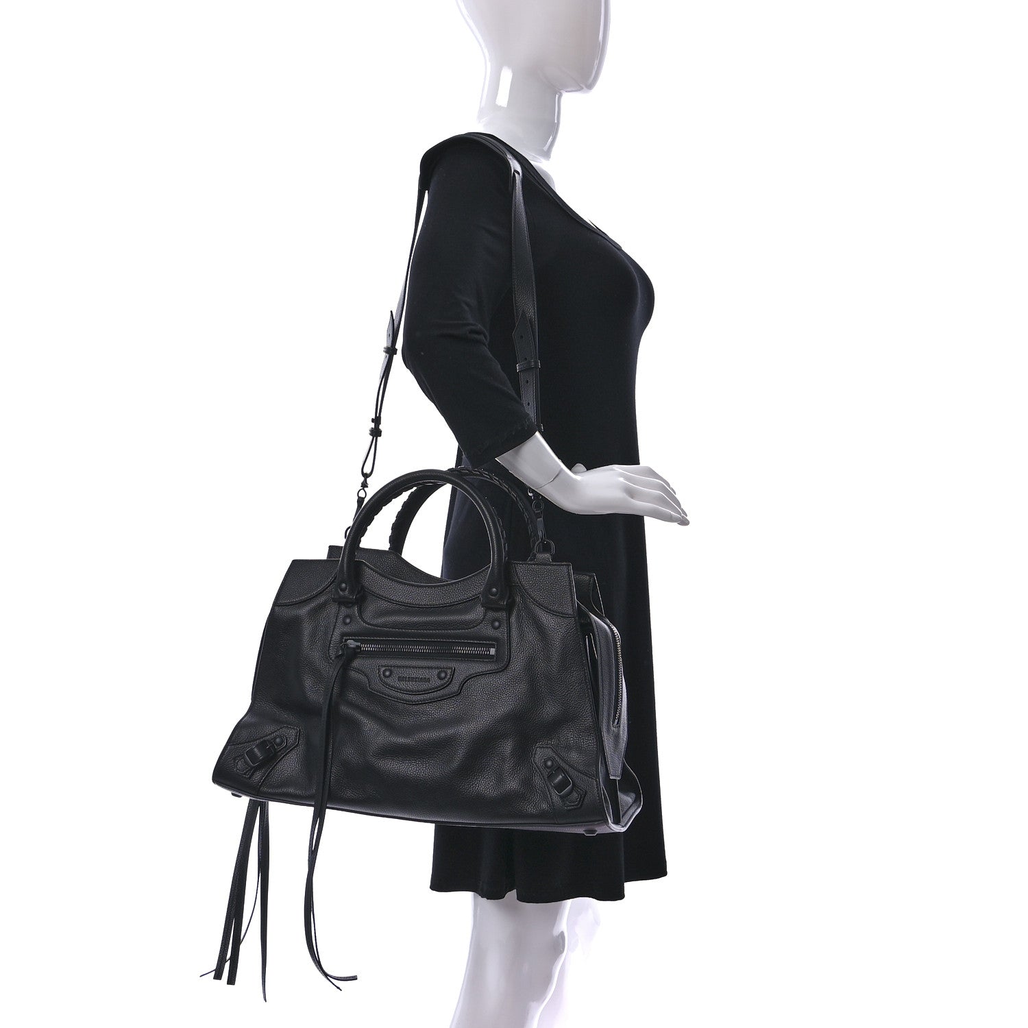 Balenciaga Grained Calfskin Neo Classic Black Hardware Medium City Black 2 of 10