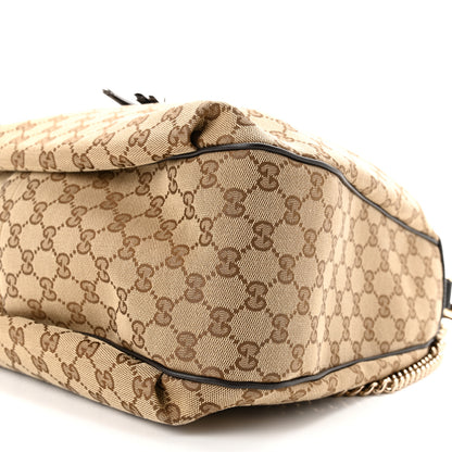 Gucci Monogram Margaux Calfskin Medium Emily Hobo Beige Ebony Cocoa 10 of 10
