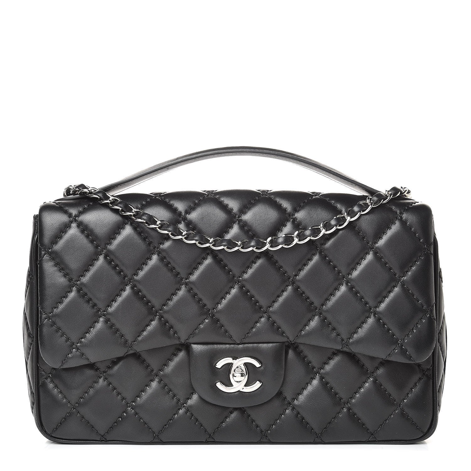 Chanel Lambskin Quilted Jumbo Easy Carry Flap Black 1 of 16