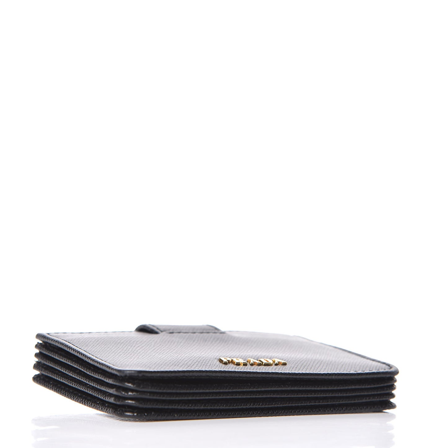 Saffiano Metal Gusseted Card Holder Black