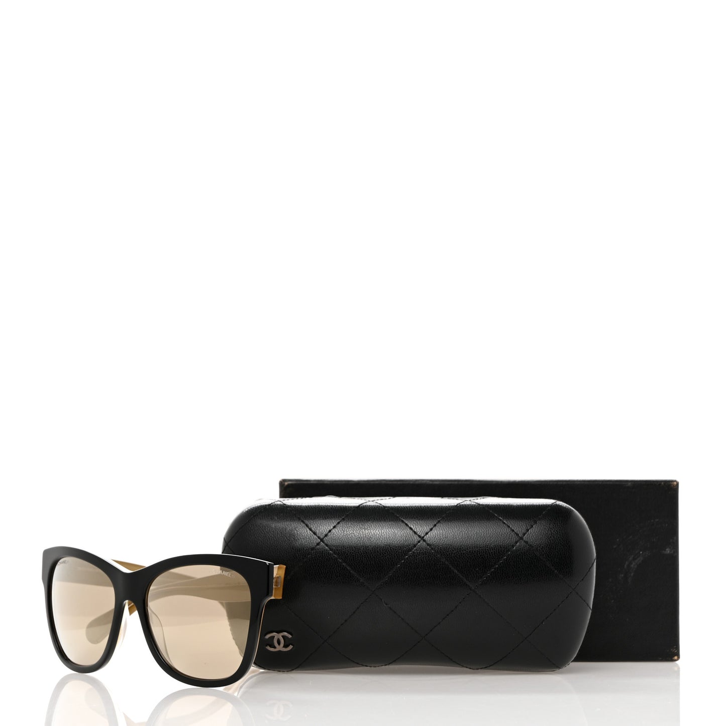 Acetate Mirrored Runway Square Sunglasses 5380 Black Gold
